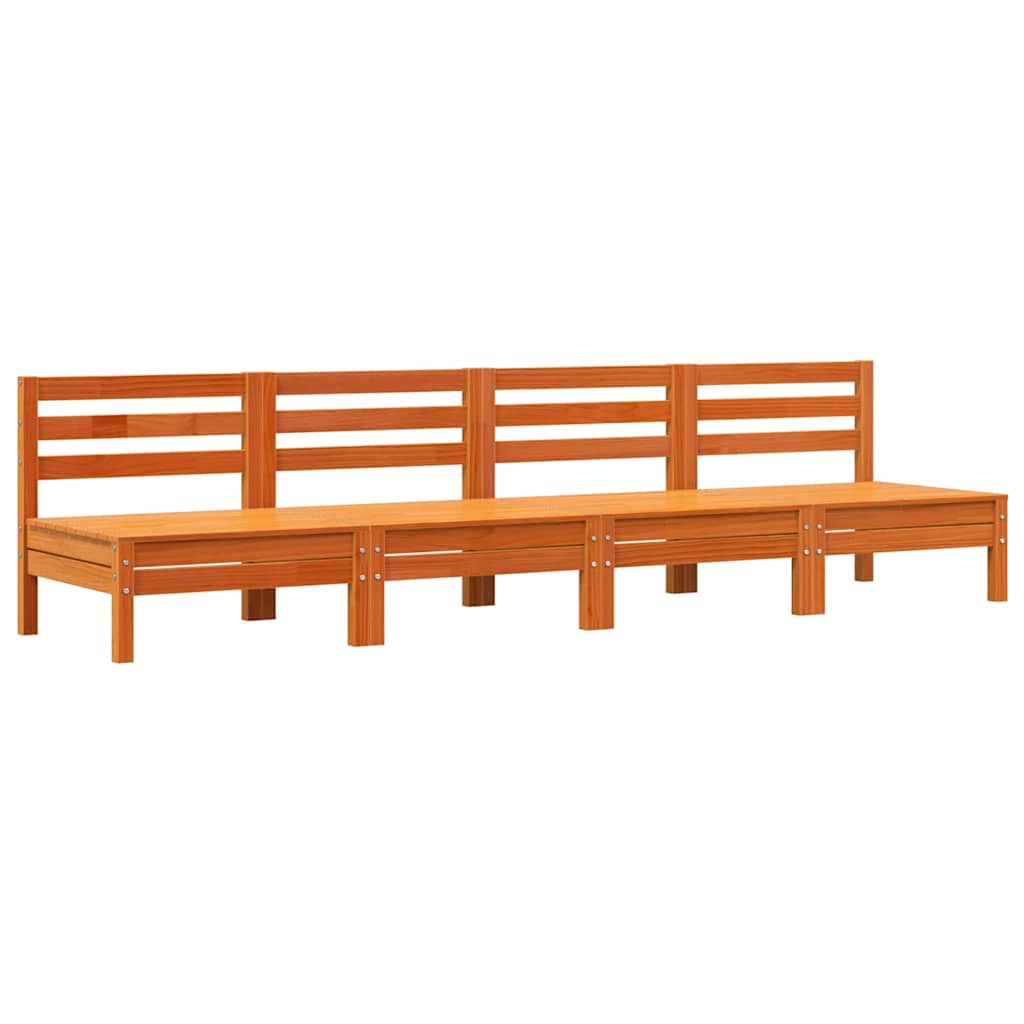 Tuinbanken 4 st zonder armleuning massief grenenhout wasbruin is nu te koop bij PeponiXL, paradijselijk wonen!