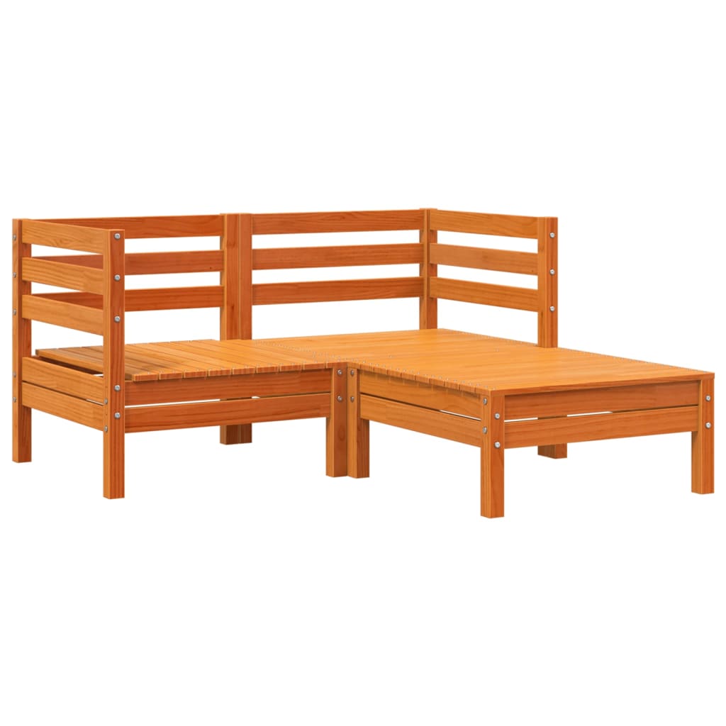 Tuinbank 2-zits met voetenbank massief grenenhout wasbruin is nu te koop bij PeponiXL, paradijselijk wonen!