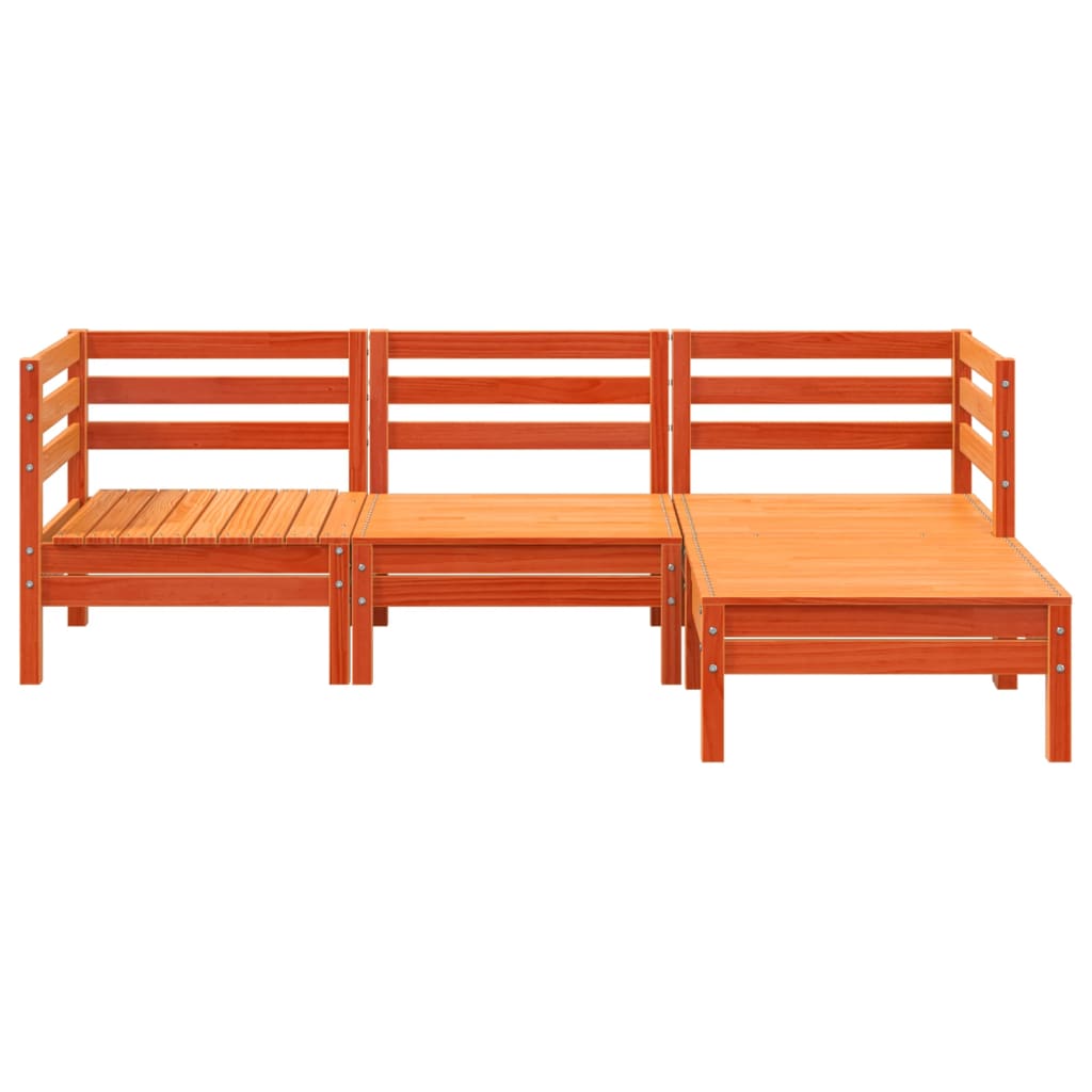 Tuinbank 3-zits met voetenbank massief grenenhout wasbruin is nu te koop bij PeponiXL, paradijselijk wonen!