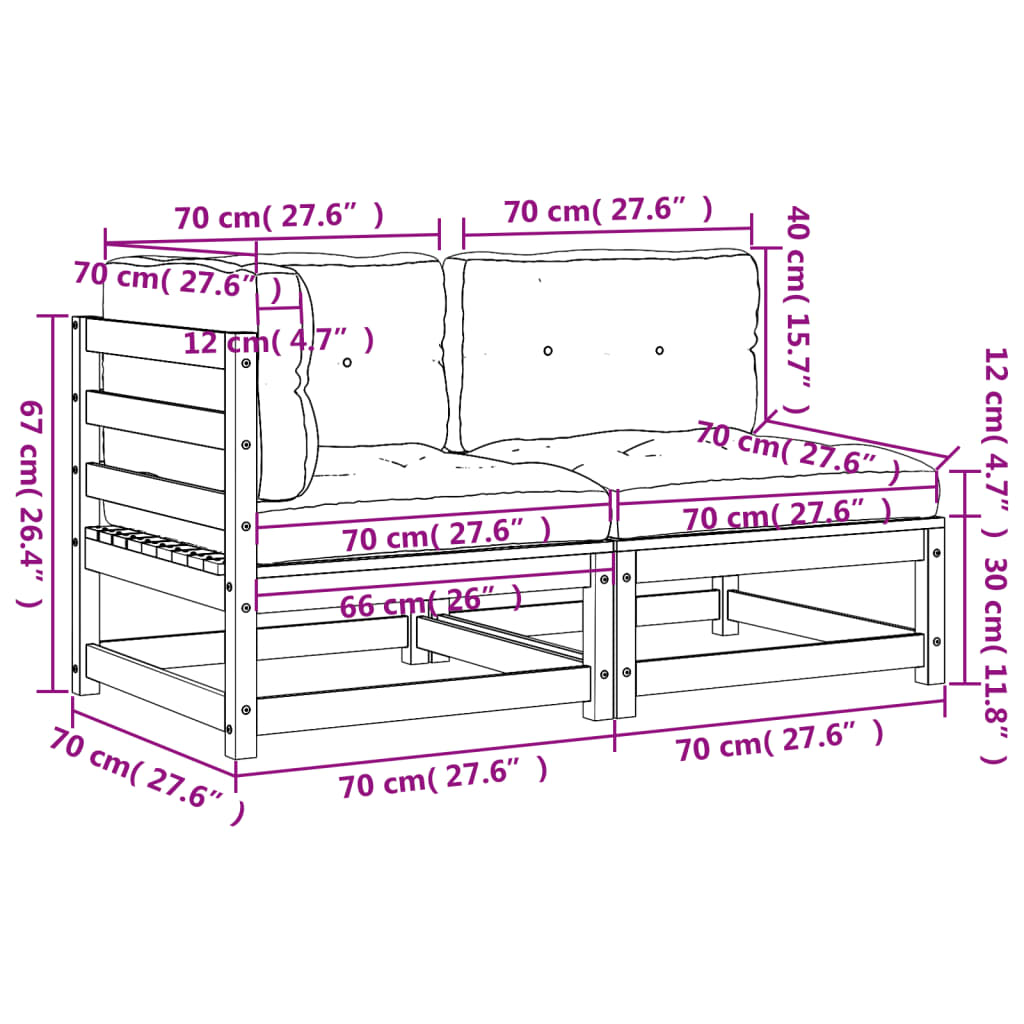 Tuinbank 2-zits met kussens massief grenenhout is nu te koop bij PeponiXL, paradijselijk wonen!