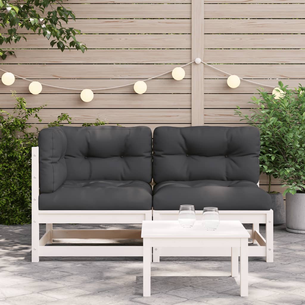 Tuinbank 2-zits met kussens massief grenenhout wit is nu te koop bij PeponiXL, paradijselijk wonen!
