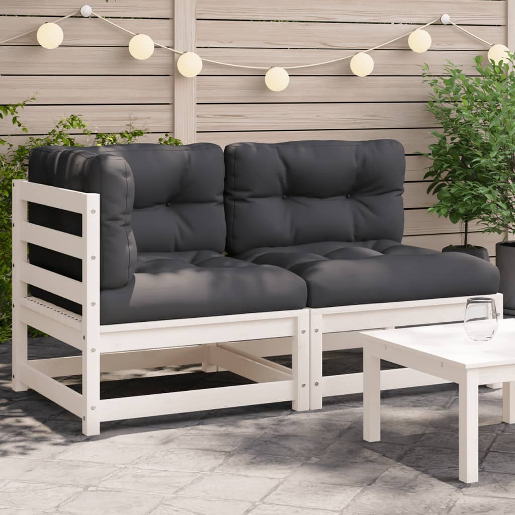 Tuinbank 2-zits met kussens massief grenenhout wit is nu te koop bij PeponiXL, paradijselijk wonen!