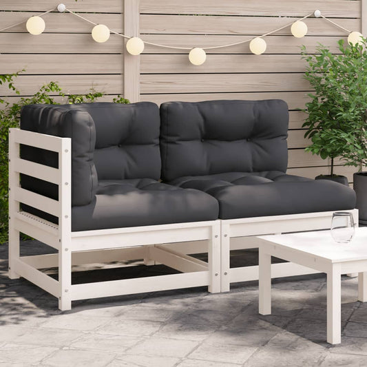 Tuinbank 2-zits met kussens massief grenenhout wit is nu te koop bij PeponiXL, paradijselijk wonen!