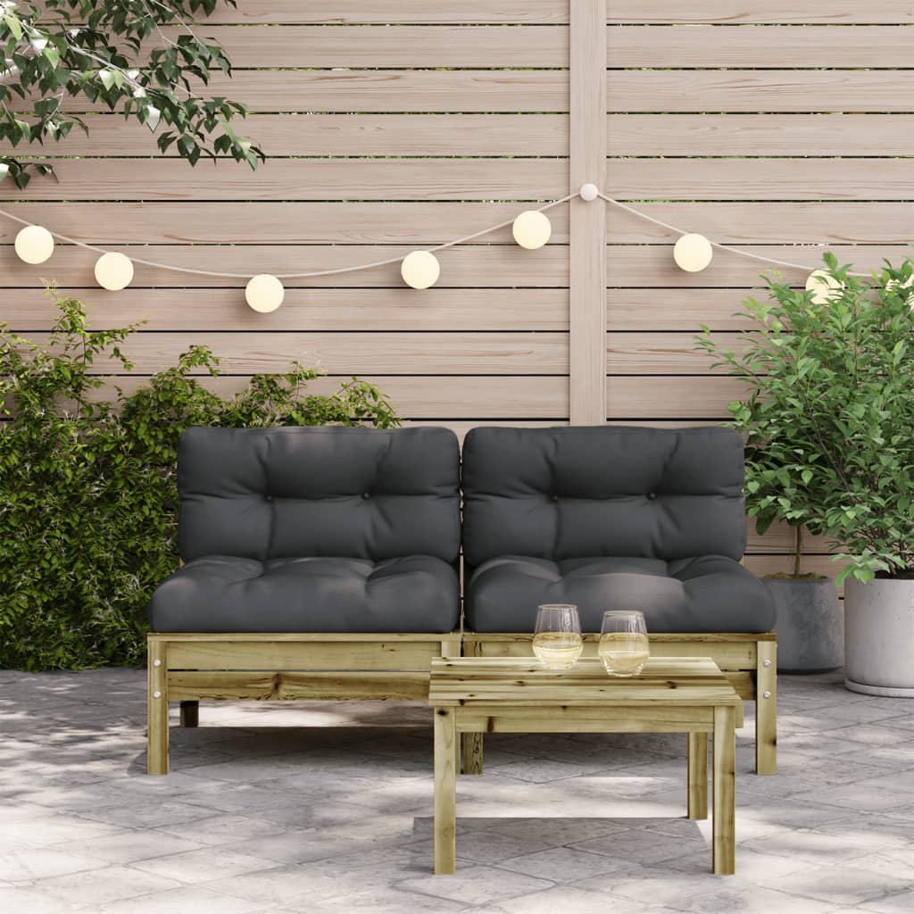 Tuinbanken 2 st zonder armleuningen met kussens hout is nu te koop bij PeponiXL, paradijselijk wonen!