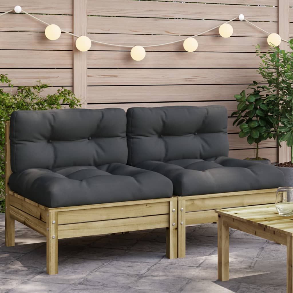 Tuinbanken 2 st zonder armleuningen met kussens hout is nu te koop bij PeponiXL, paradijselijk wonen!