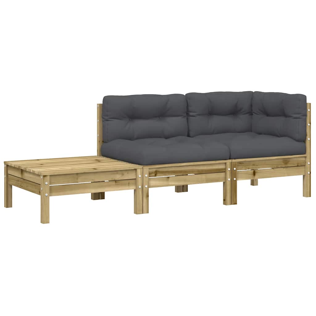 Tuinbank met kussens en voetenbank geïmpregneerd grenenhout is nu te koop bij PeponiXL, paradijselijk wonen!