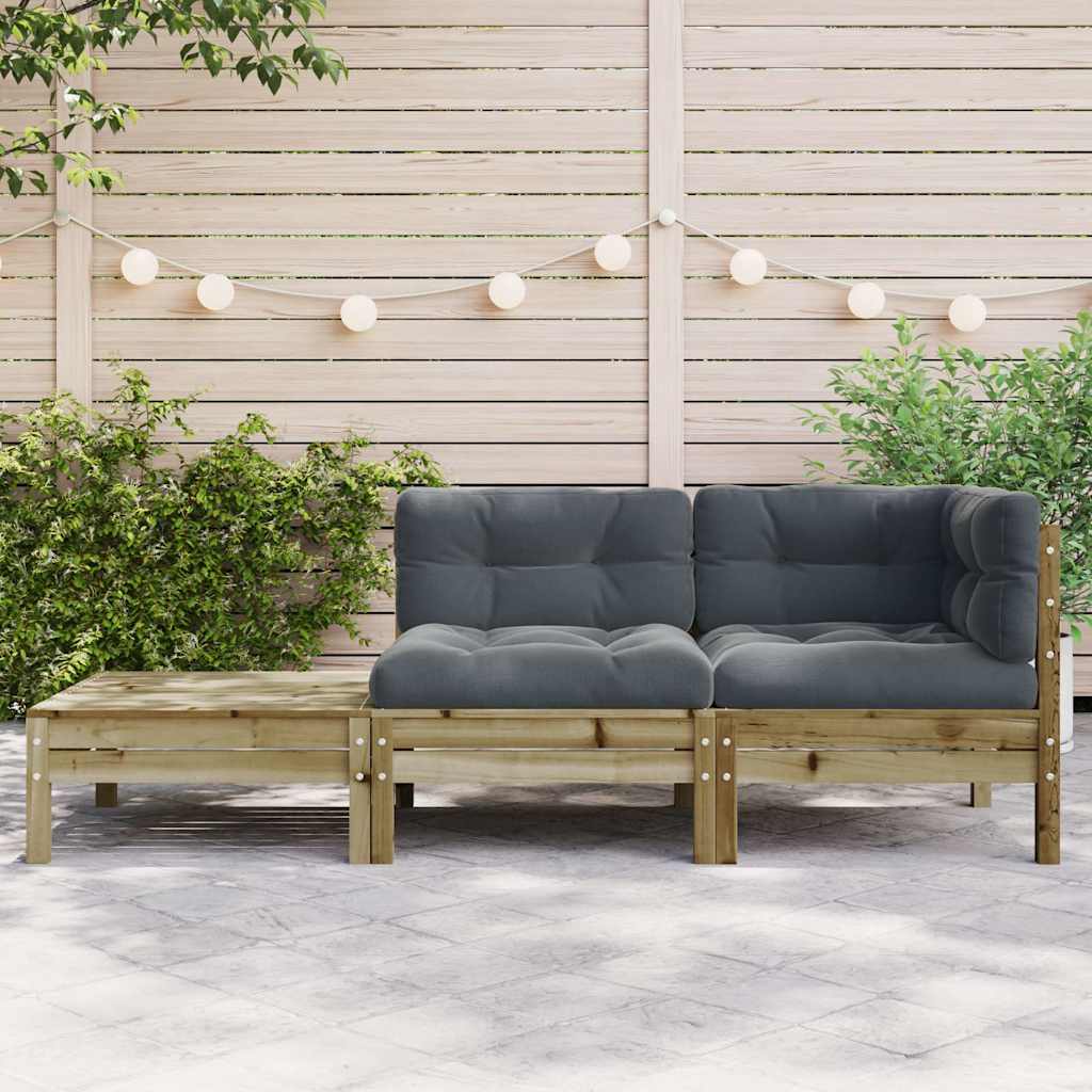Tuinbank met kussens en voetenbank geïmpregneerd grenenhout is nu te koop bij PeponiXL, paradijselijk wonen!