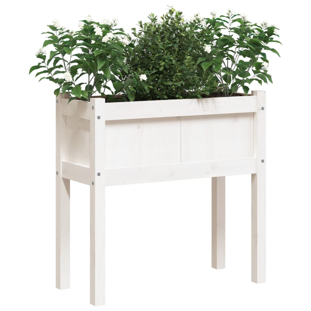 Plantenbak met poten 70x31x70 cm massief grenenhout wit is nu te koop bij PeponiXL, paradijselijk wonen!