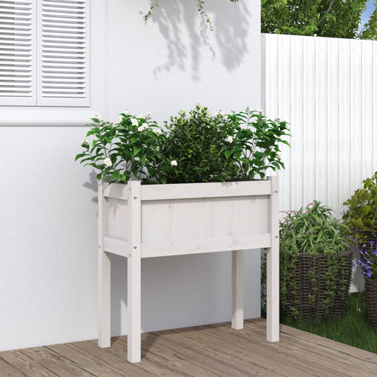 Plantenbak met poten 70x31x70 cm massief grenenhout wit is nu te koop bij PeponiXL, paradijselijk wonen!