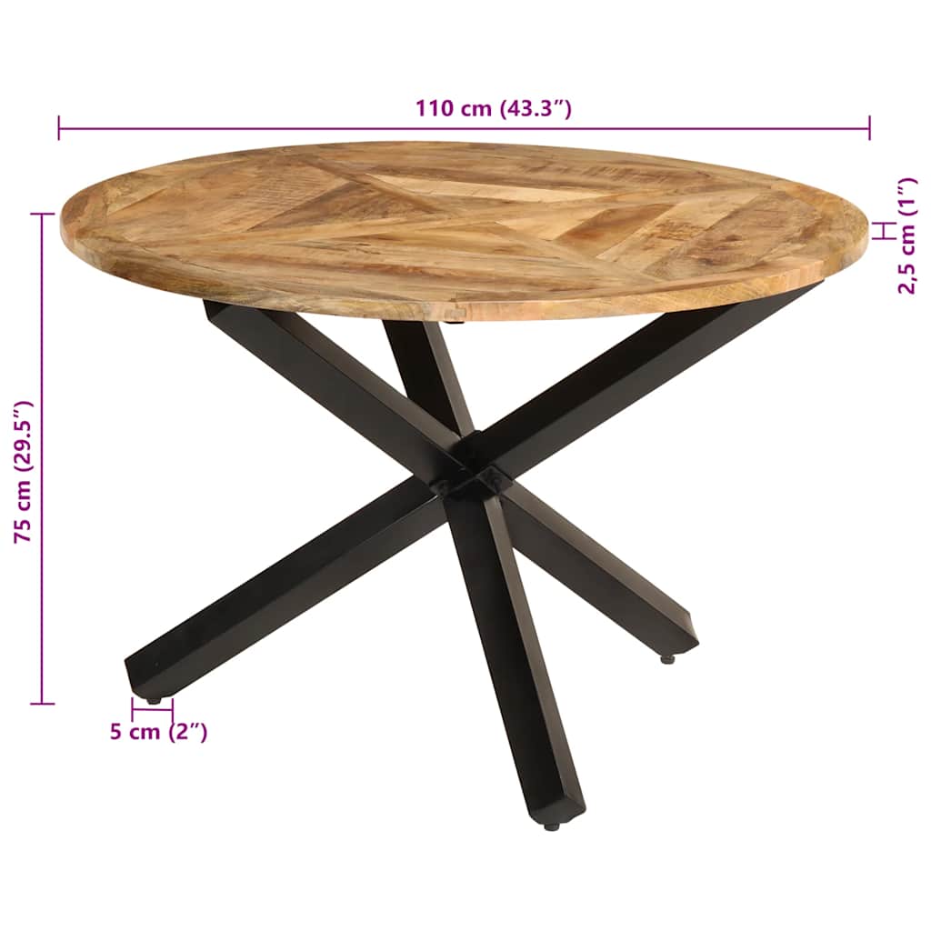Eettafel Ø110x76 cm massief ruw mangohout is nu te koop bij PeponiXL, paradijselijk wonen!