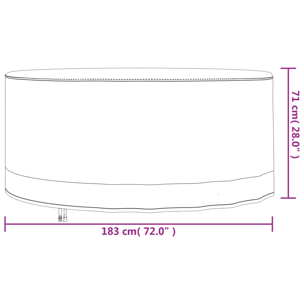 Tuinmeubelhoezen 2 st Ø 183x71 cm 600D oxford stof is nu te koop bij PeponiXL, paradijselijk wonen!