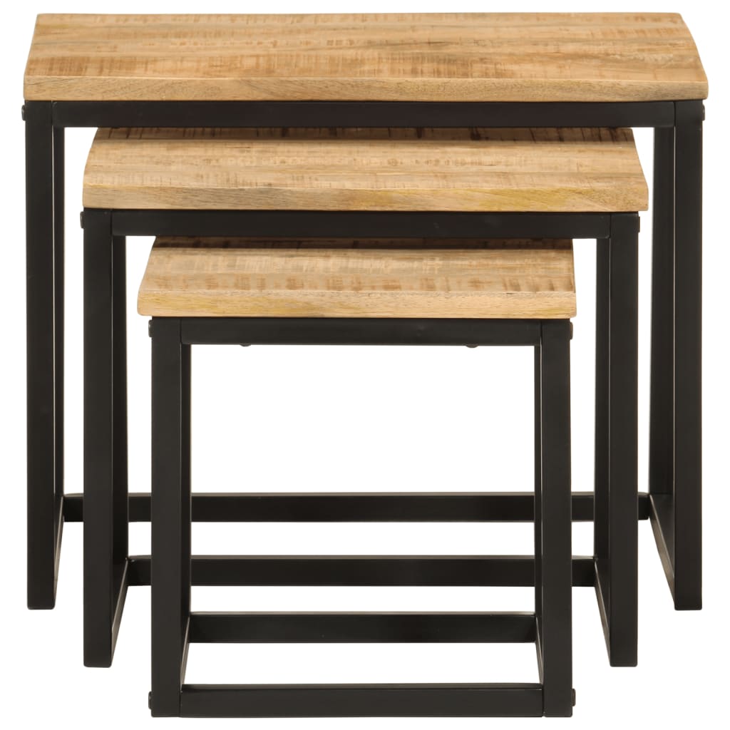 3-delige Salontafelset massief mangohout en ijzer is nu te koop bij PeponiXL, paradijselijk wonen!