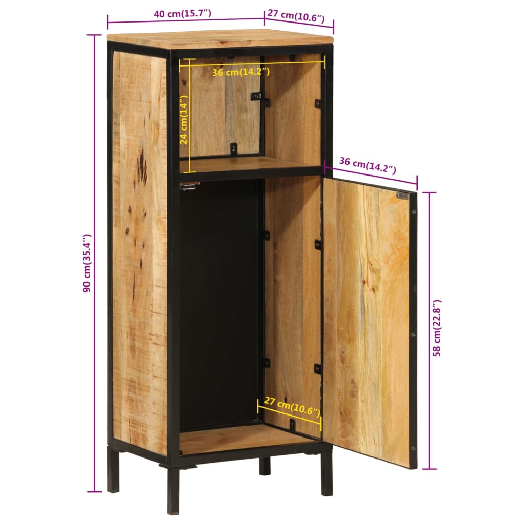 Badkamerkast 40x27x90 cm massief mangohout en ijzer is nu te koop bij PeponiXL, paradijselijk wonen!