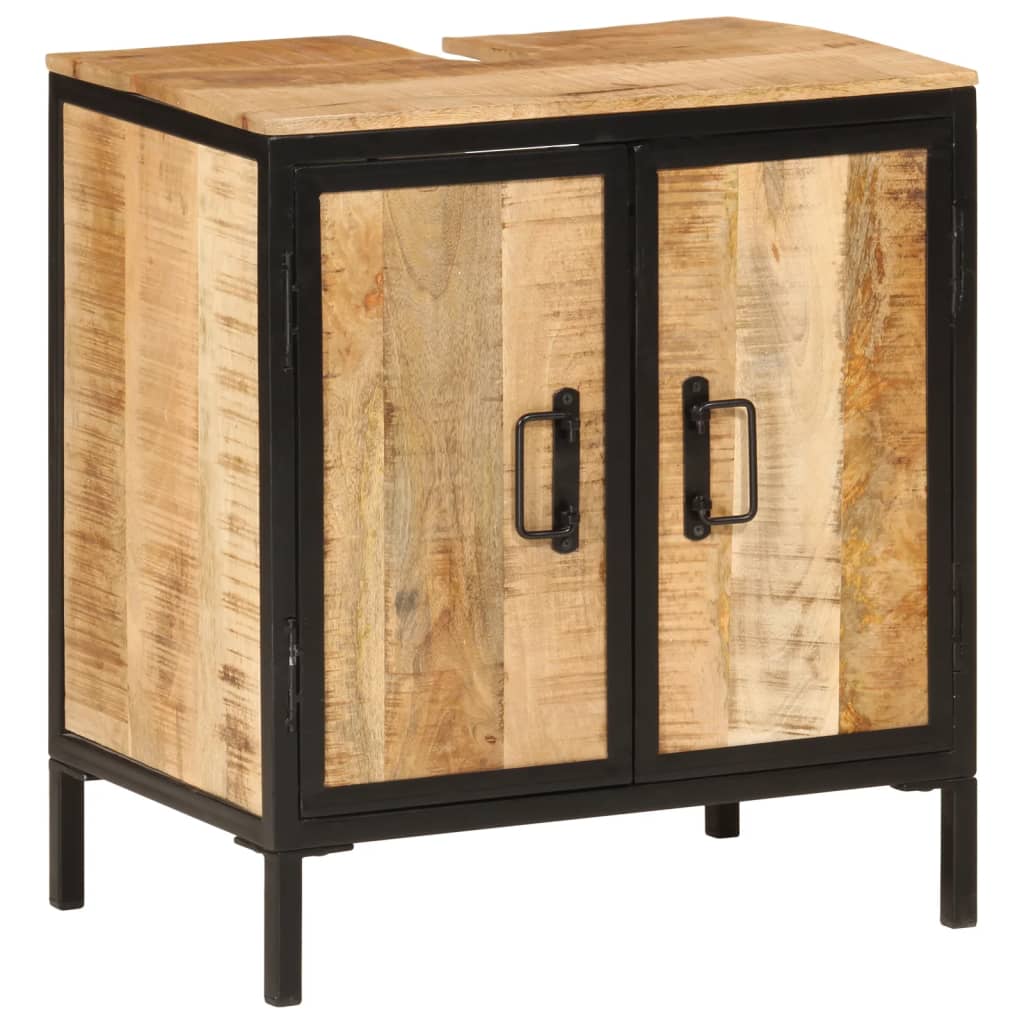 Wastafelkast 55x35x60 cm massief mangohout en ijzer is nu te koop bij PeponiXL, paradijselijk wonen!