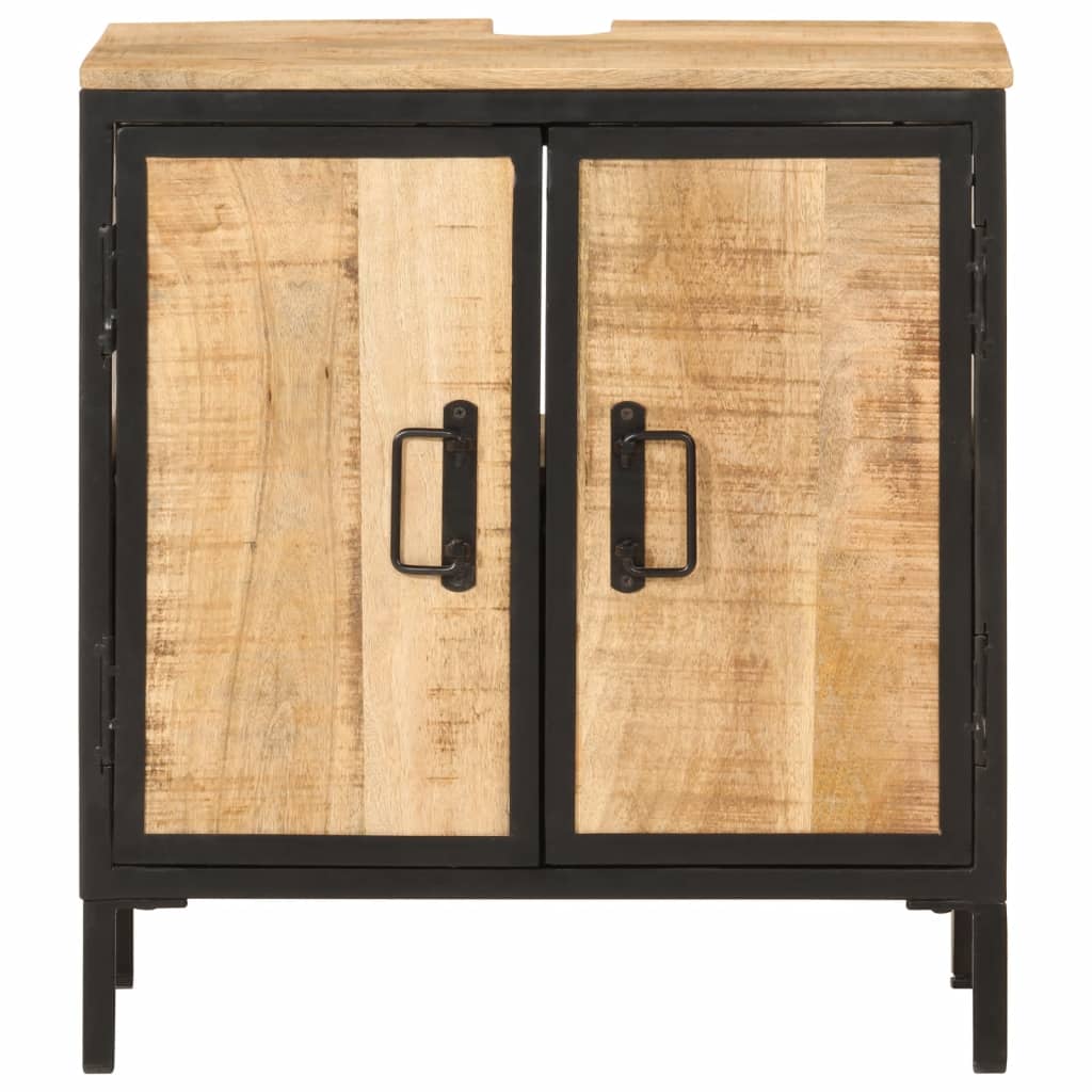 Wastafelkast 55x35x60 cm massief mangohout en ijzer is nu te koop bij PeponiXL, paradijselijk wonen!