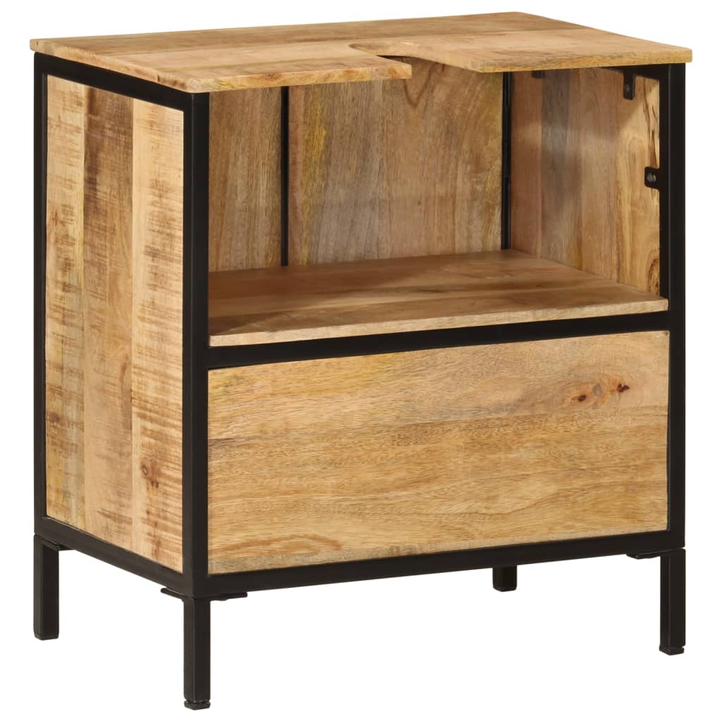 Wastafelkast 55x35x60 cm massief mangohout en ijzer is nu te koop bij PeponiXL, paradijselijk wonen!
