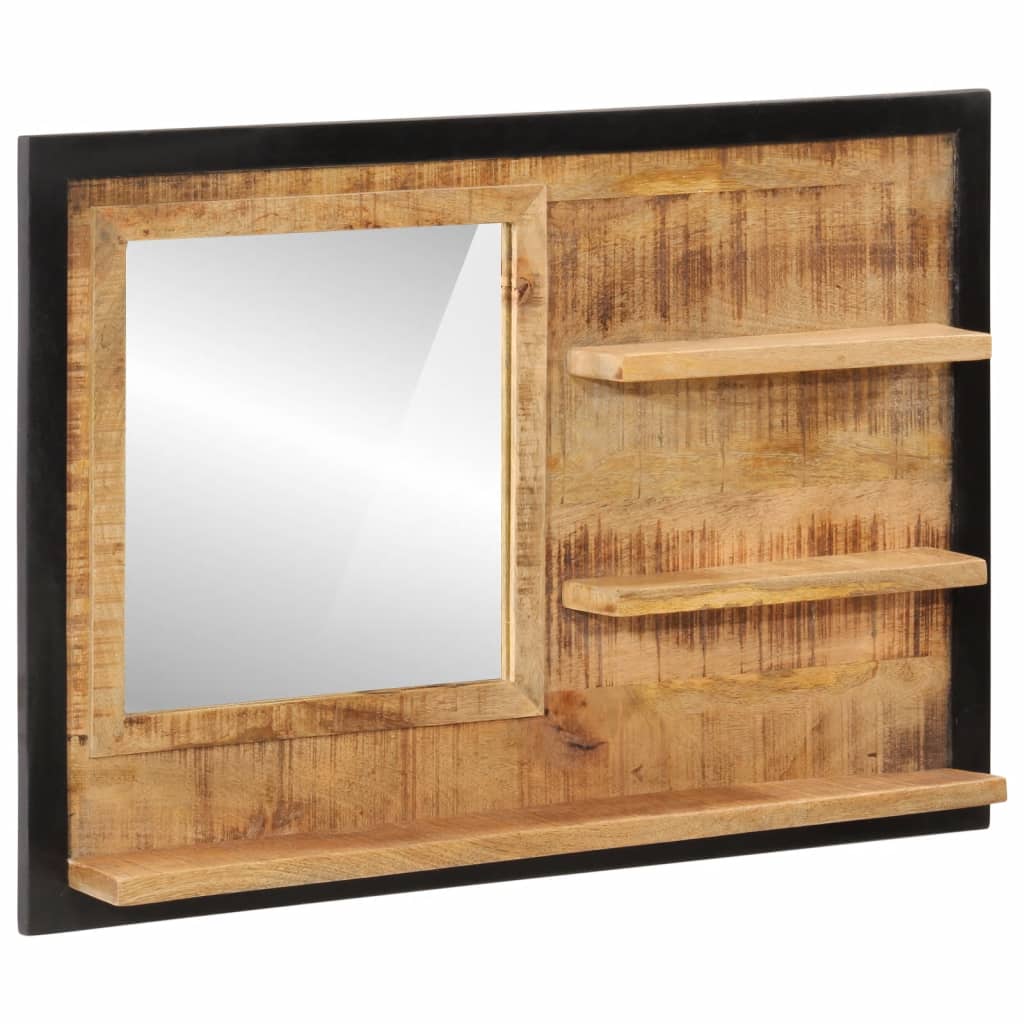 Spiegel met schappen 80x8x55 cm glas en massief mangohout is nu te koop bij PeponiXL, paradijselijk wonen!
