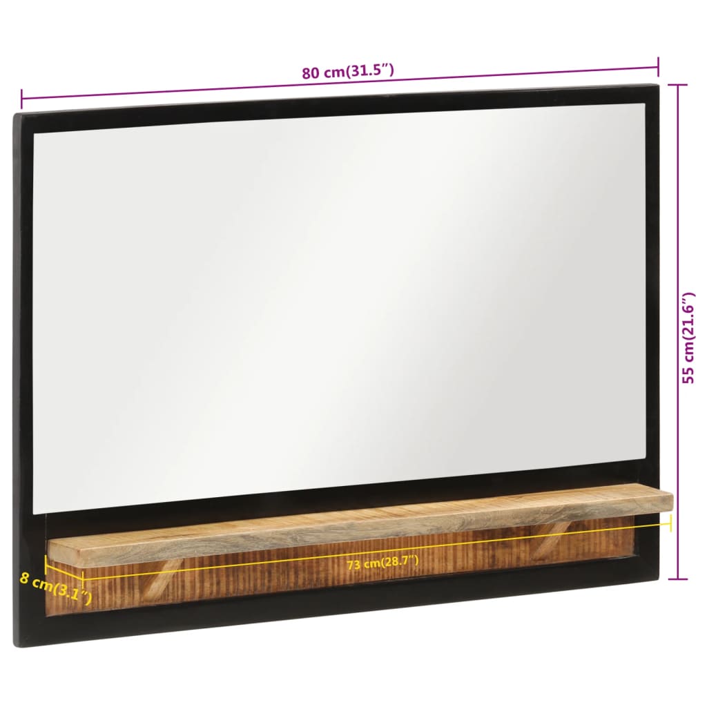 Spiegel met schap 80x8x55 cm glas en massief mangohout is nu te koop bij PeponiXL, paradijselijk wonen!