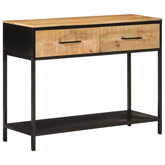 Wandtafel 100x35x76 cm massief mangohout en ijzer is nu te koop bij PeponiXL, paradijselijk wonen!