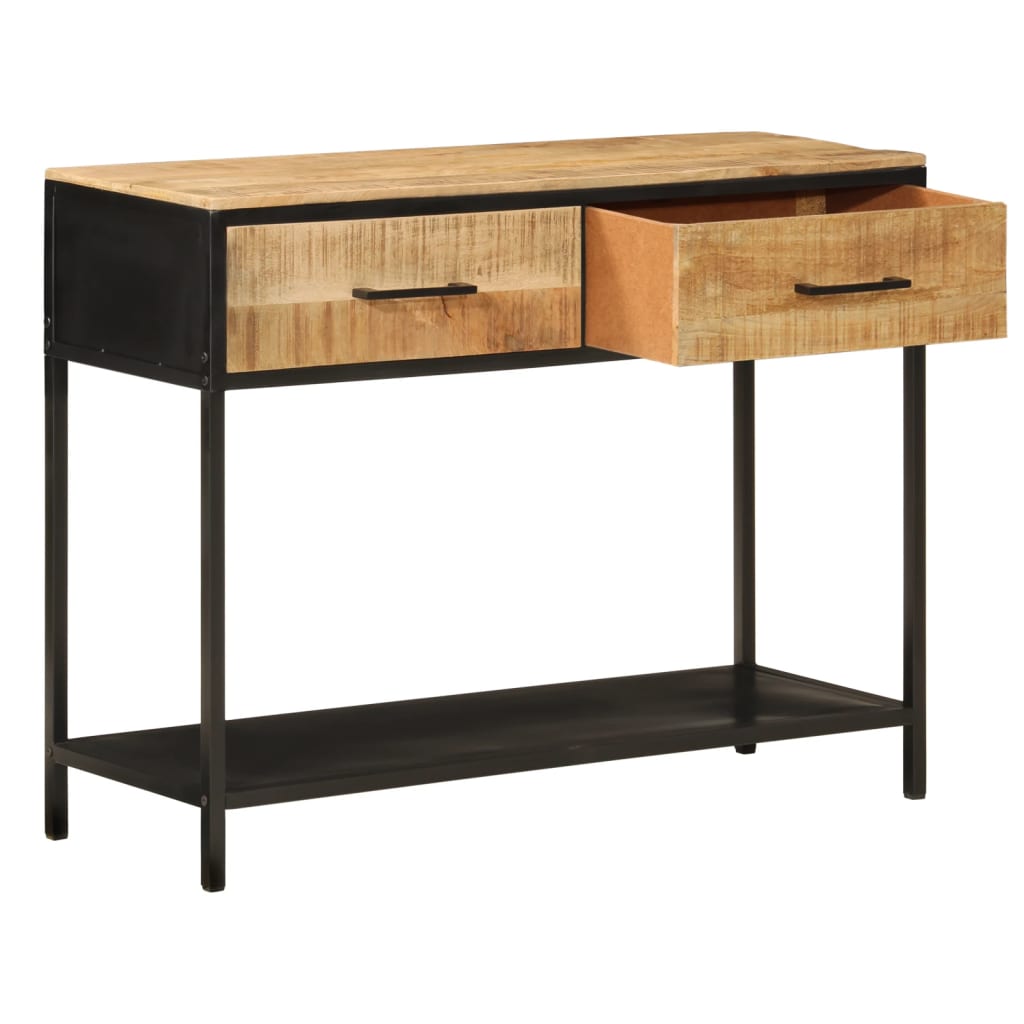 Wandtafel 100x35x76 cm massief mangohout en ijzer is nu te koop bij PeponiXL, paradijselijk wonen!
