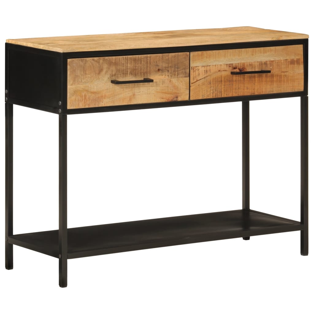Wandtafel 100x35x76 cm massief mangohout en ijzer is nu te koop bij PeponiXL, paradijselijk wonen!