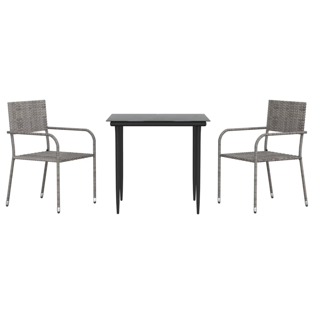 3-delige Tuinset poly rattan en staal grijs en zwart is nu te koop bij PeponiXL, paradijselijk wonen!