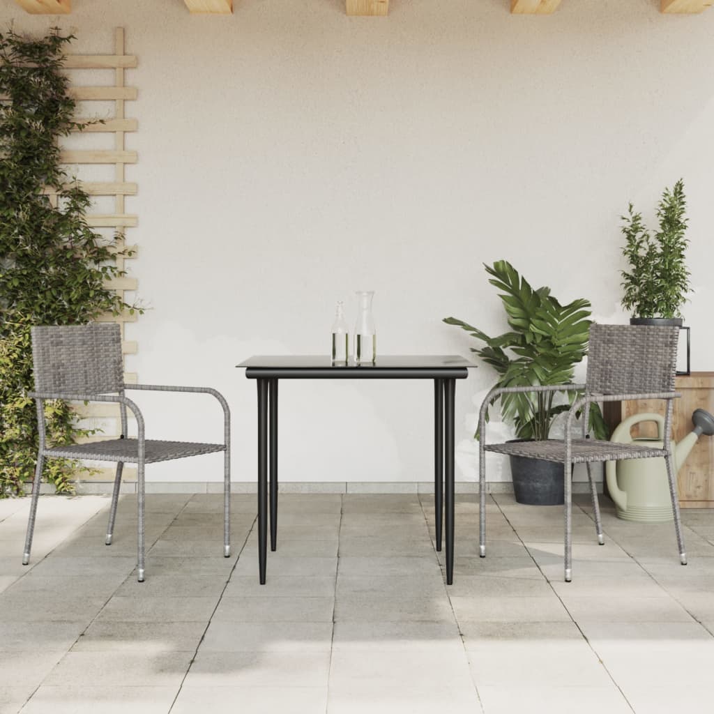 3-delige Tuinset poly rattan en staal grijs en zwart is nu te koop bij PeponiXL, paradijselijk wonen!