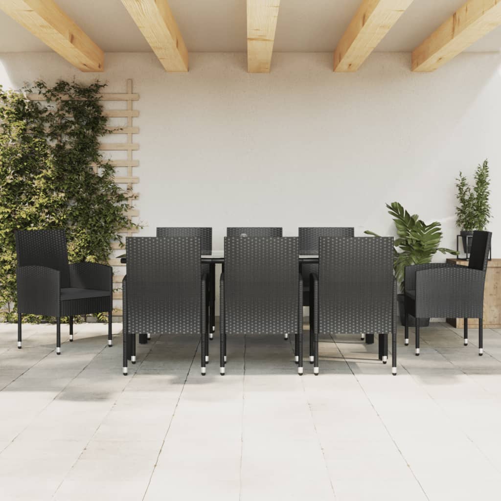 9-delige Tuinset poly rattan en staal zwart is nu te koop bij PeponiXL, paradijselijk wonen!