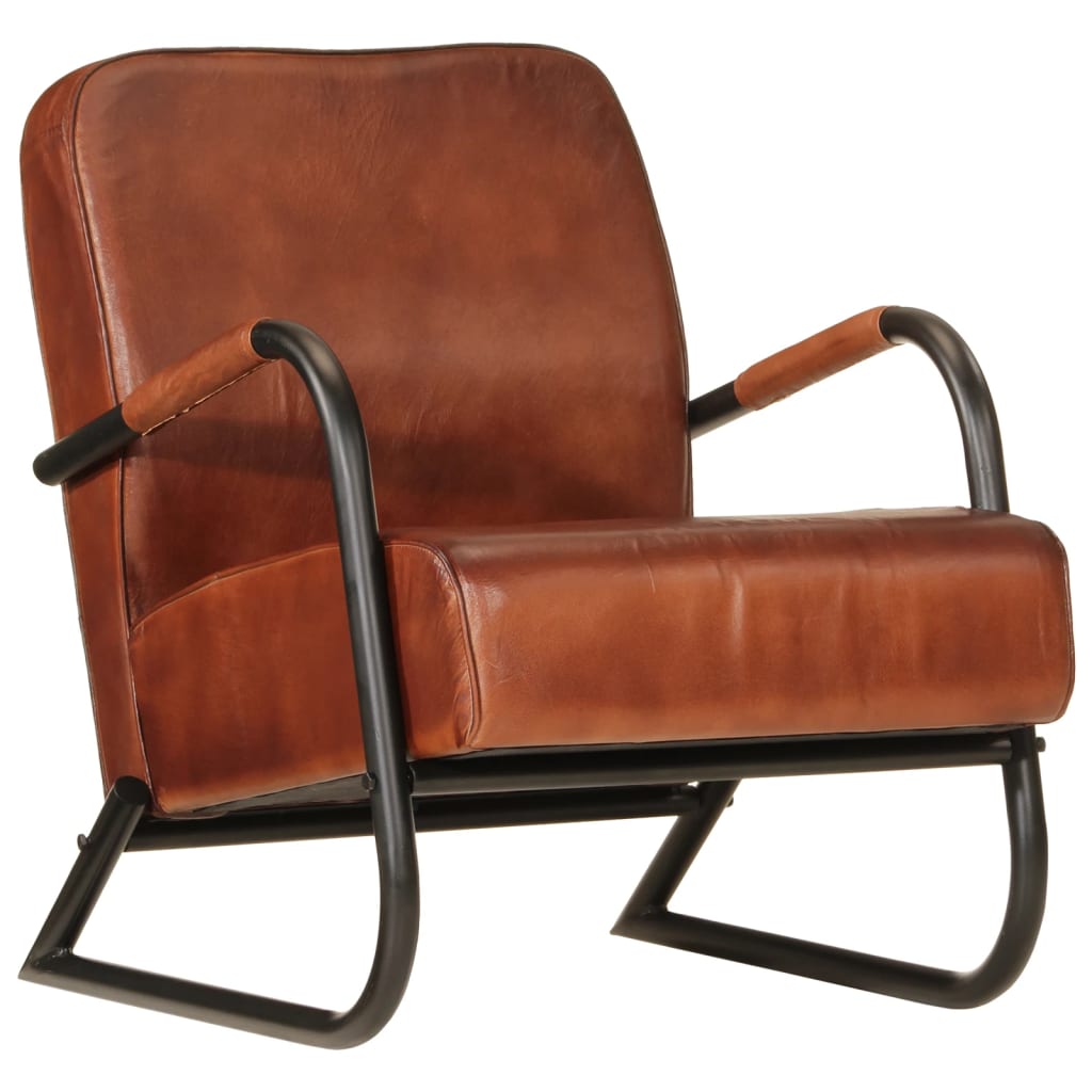 Fauteuil echt leer bruin is nu te koop bij PeponiXL, paradijselijk wonen!