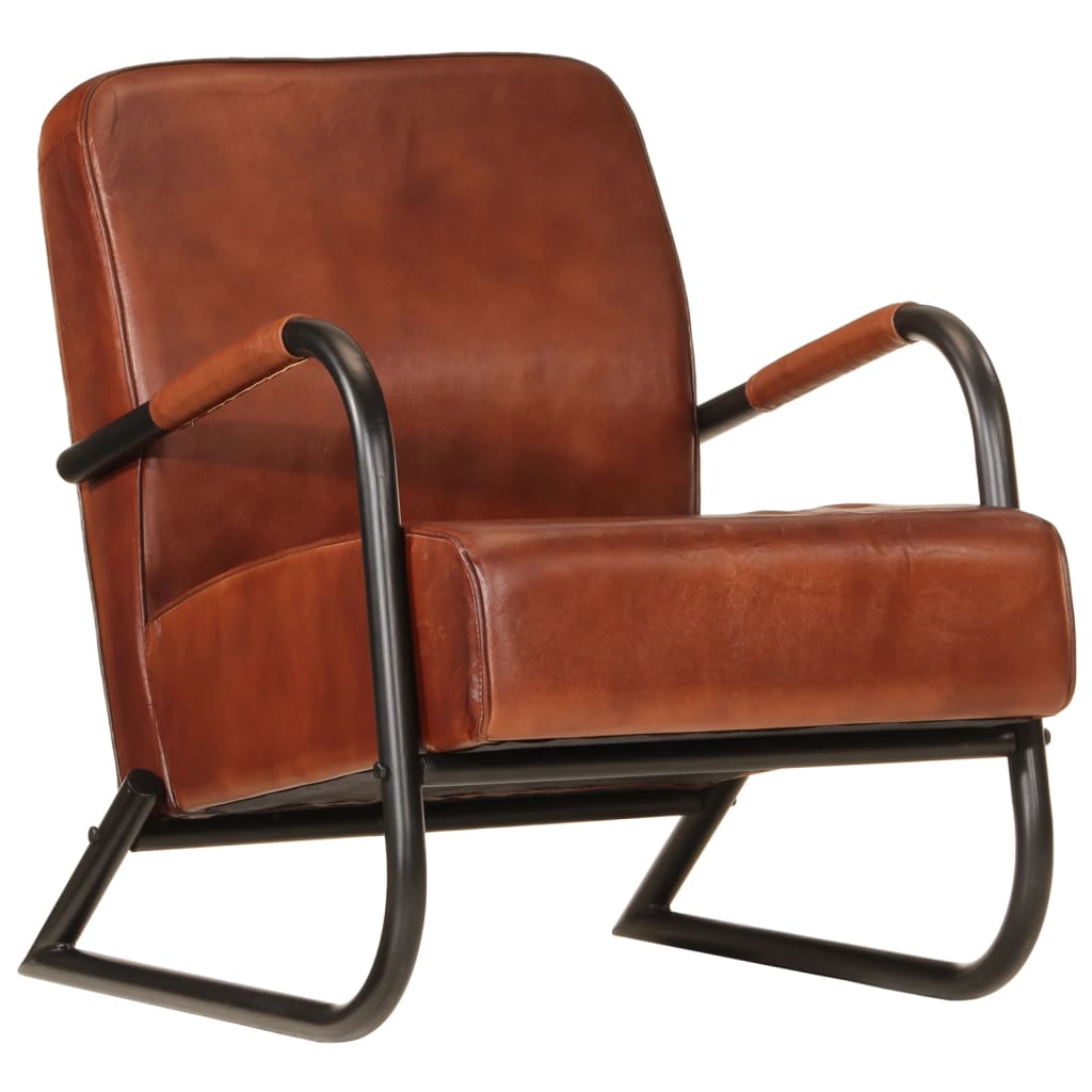 Fauteuil echt leer bruin is nu te koop bij PeponiXL, paradijselijk wonen!