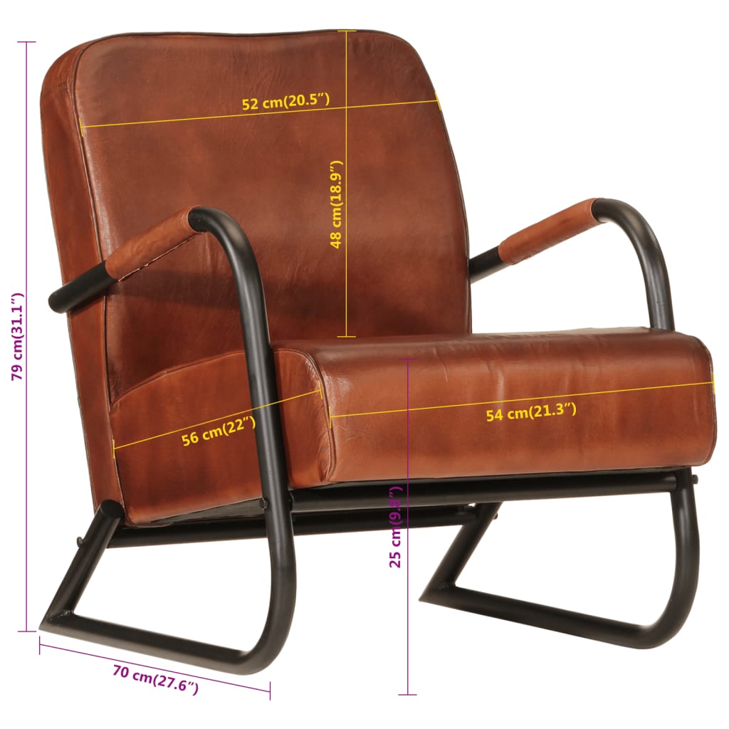 Fauteuil echt leer bruin is nu te koop bij PeponiXL, paradijselijk wonen!