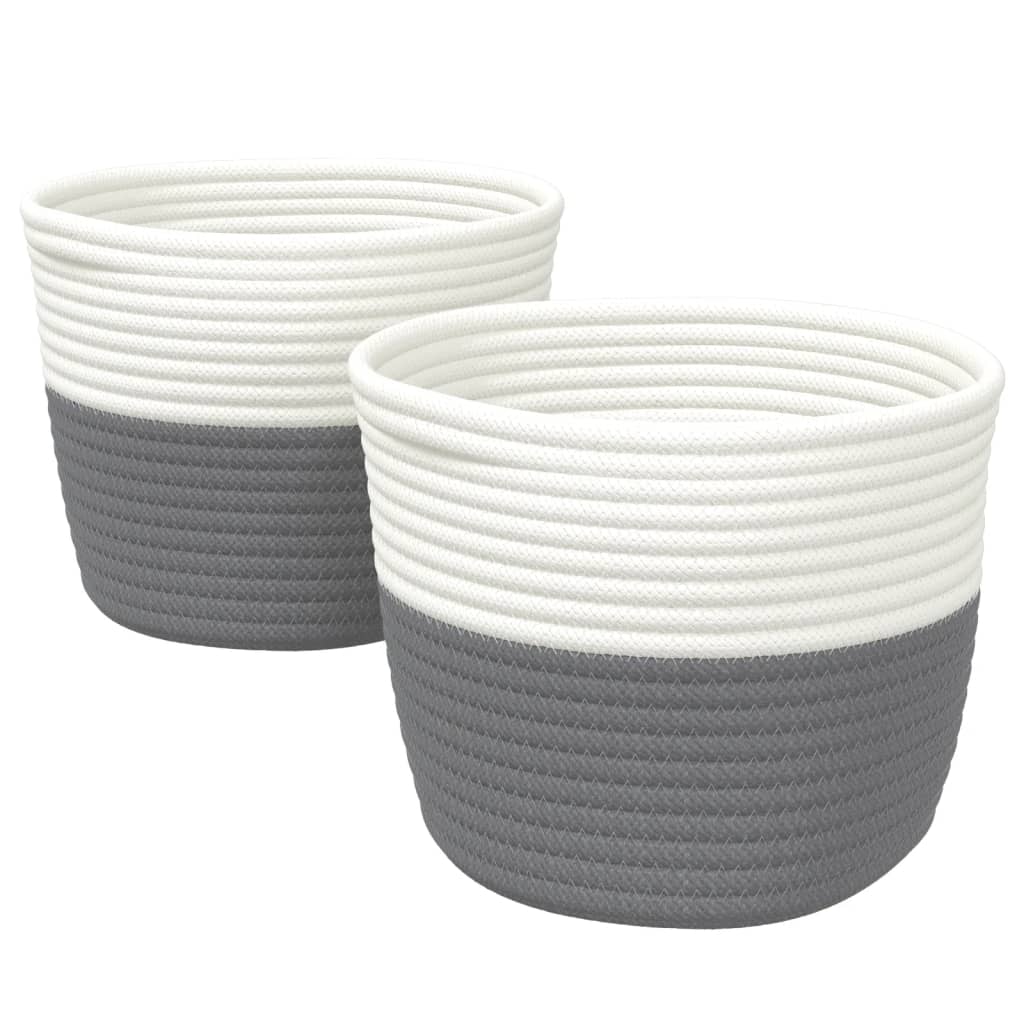 Opbergmanden 2 st Ø 24x18 cm katoen grijs en wit is nu te koop bij PeponiXL, paradijselijk wonen!
