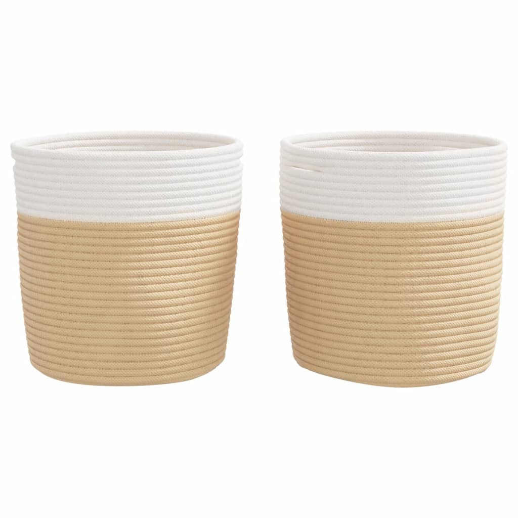 Opbergmanden 2 st Ø 28x28 cm katoen beige en wit is nu te koop bij PeponiXL, paradijselijk wonen!