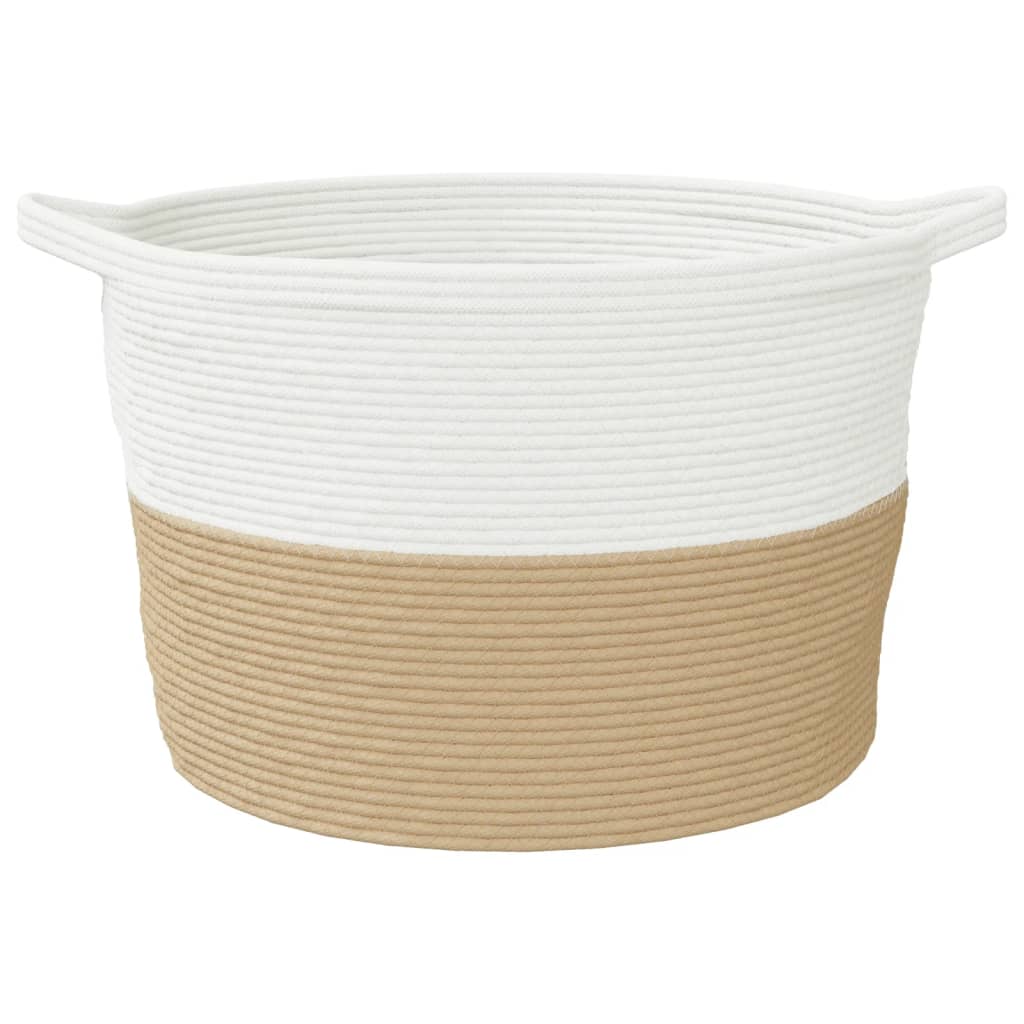 Wasmand Ø 60x36 cm katoen beige en wit is nu te koop bij PeponiXL, paradijselijk wonen!