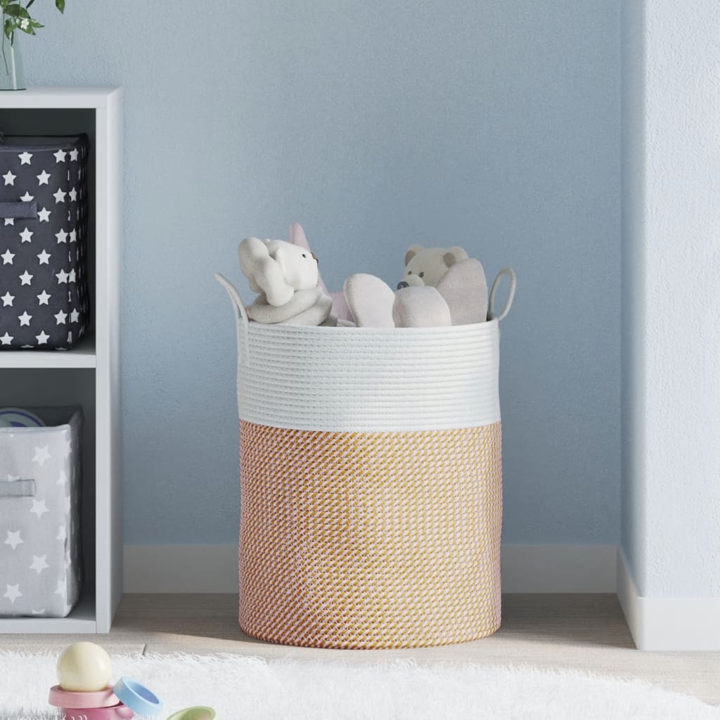 Opbergmand Ø 38x46 cm katoen bruin en wit is nu te koop bij PeponiXL, paradijselijk wonen!