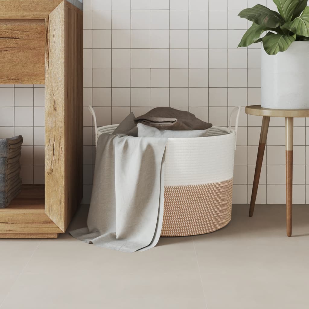 Opbergmand Ø 51x33 cm katoen bruin en wit is nu te koop bij PeponiXL, paradijselijk wonen!