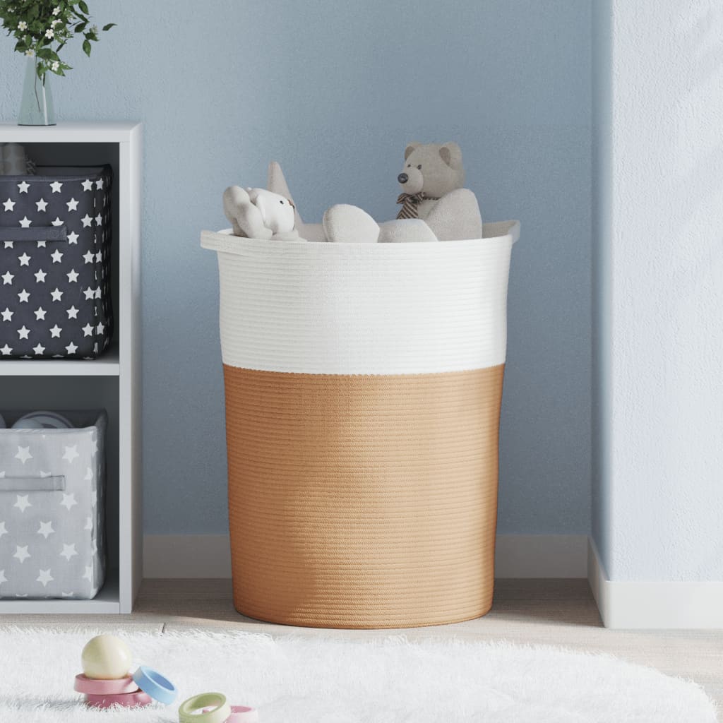 Opbergmand Ø 49x65 cm katoen bruin en wit is nu te koop bij PeponiXL, paradijselijk wonen!