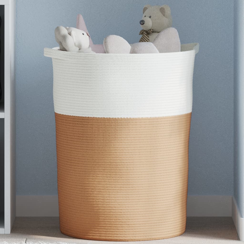 Opbergmand Ø 49x65 cm katoen bruin en wit is nu te koop bij PeponiXL, paradijselijk wonen!
