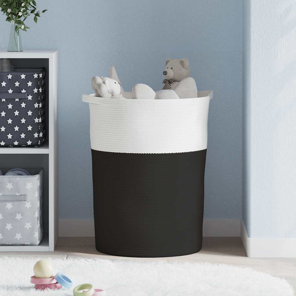 Opbergmand Ø 49x65 cm katoen zwart en wit is nu te koop bij PeponiXL, paradijselijk wonen!