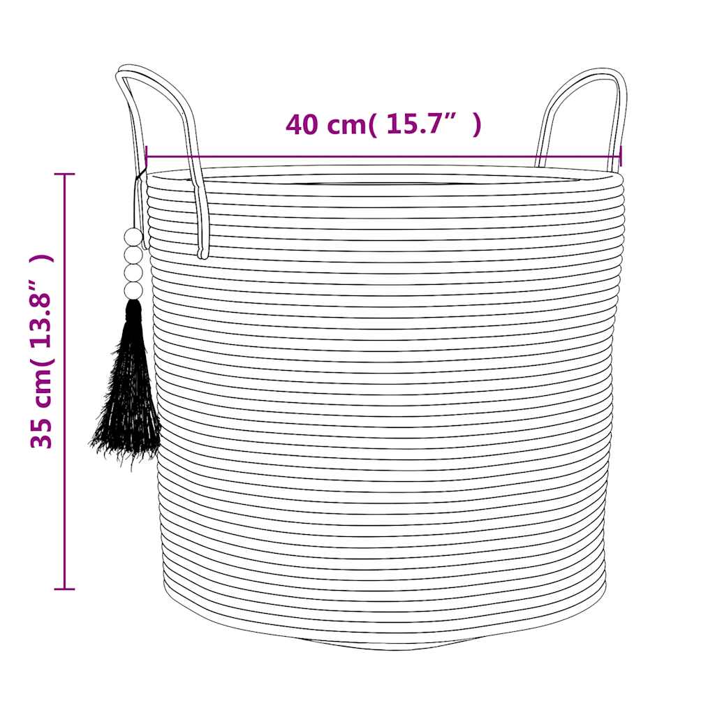 Opbergmand Ø 40x35 cm katoen wit is nu te koop bij PeponiXL, paradijselijk wonen!
