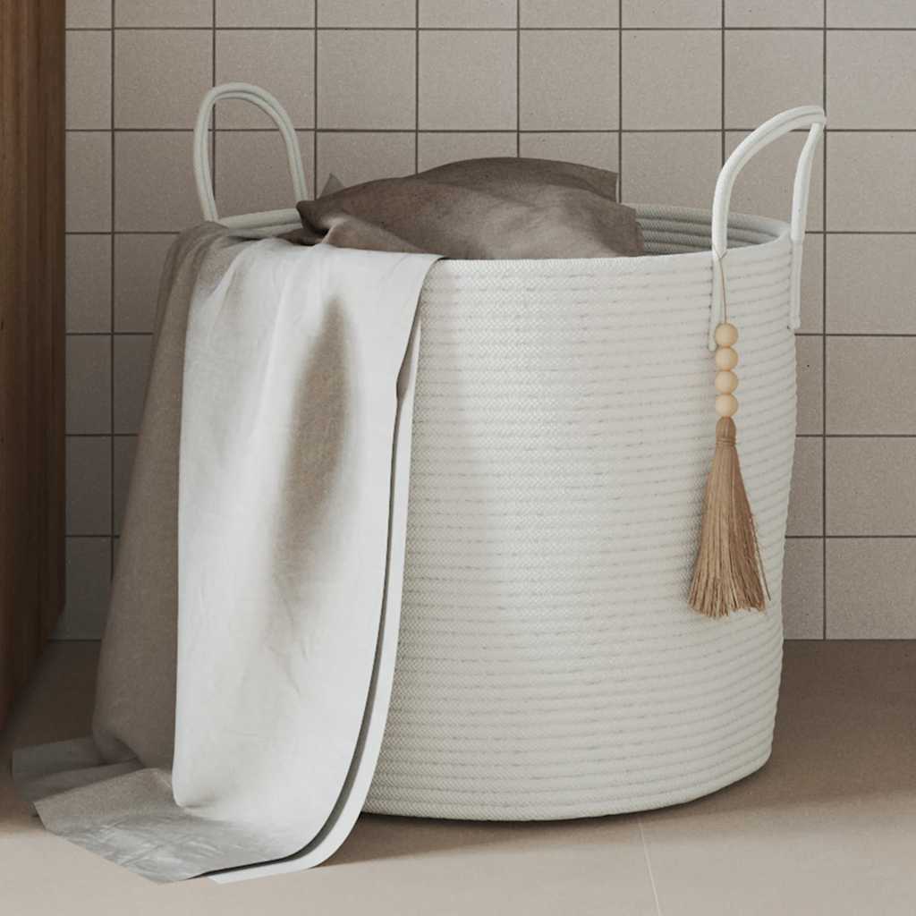 Opbergmand Ø 40x35 cm katoen wit is nu te koop bij PeponiXL, paradijselijk wonen!