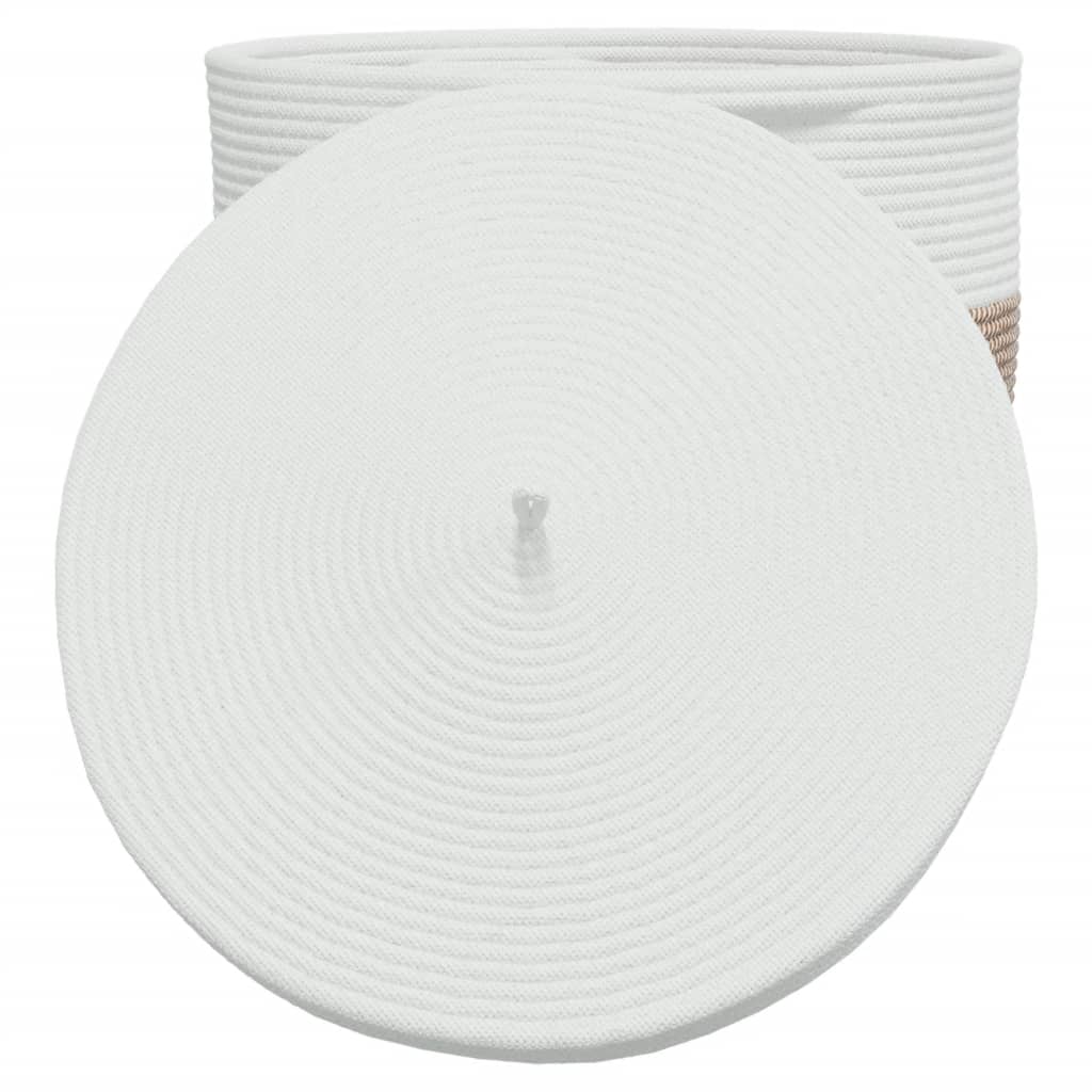Opbergmand met deksel Ø 40x35 cm katoen bruin en wit is nu te koop bij PeponiXL, paradijselijk wonen!
