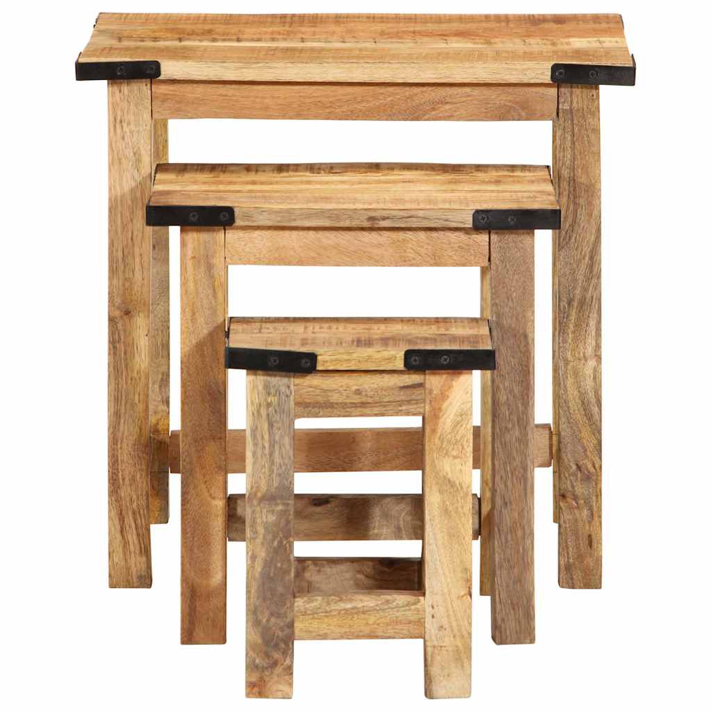 Bijzettafeltjesset 3 st massief ruw mangohout is nu te koop bij PeponiXL, paradijselijk wonen!