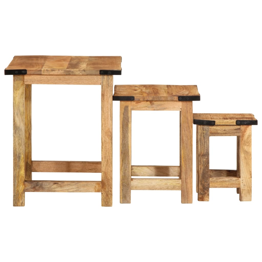 Bijzettafeltjesset 3 st massief ruw mangohout is nu te koop bij PeponiXL, paradijselijk wonen!