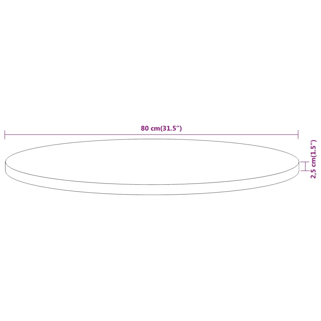 Tafelblad rond Ø 80x2,5 cm massief acaciahout is nu te koop bij PeponiXL, paradijselijk wonen!
