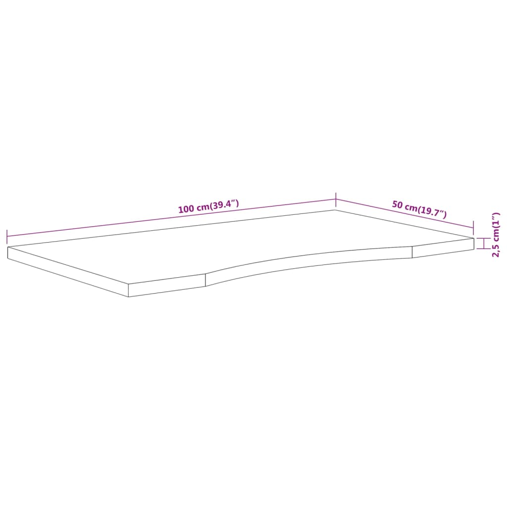 Bureaublad rechthoekig 100x50x2,5 cm massief acaciahout is nu te koop bij PeponiXL, paradijselijk wonen!