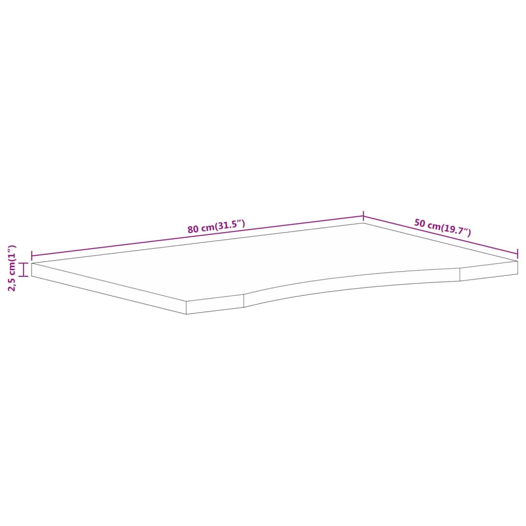 Bureaublad met ronding 80x50x2,5 cm massief ruw mangohout is nu te koop bij PeponiXL, paradijselijk wonen!