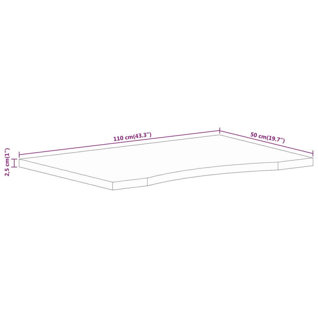 Bureaublad met ronding 110x50x2,5 cm massief ruw mangohout is nu te koop bij PeponiXL, paradijselijk wonen!