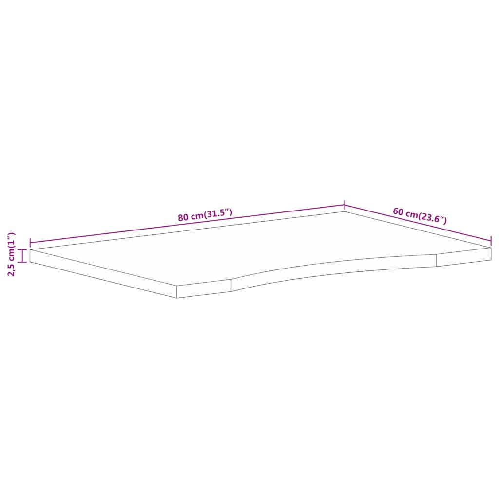 Bureaublad met ronding 80x60x2,5 cm massief ruw mangohout is nu te koop bij PeponiXL, paradijselijk wonen!