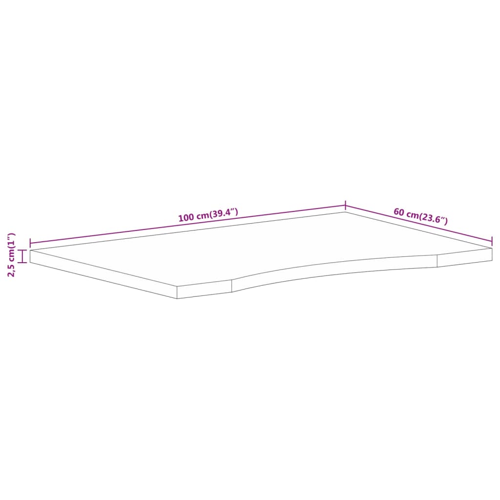 Bureaublad met ronding 100x60x2,5 cm massief ruw mangohout is nu te koop bij PeponiXL, paradijselijk wonen!